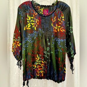 Johnny Was 100% Washable Silk Blouse Top